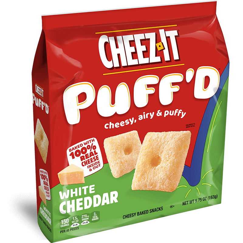 File photo of Cheez-It Puff'd: White Cheddar flavor. Again, much larger bag than what I got.