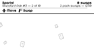 Gameplay of Labsylle. A cursor navigates along a horizontal row of syllabic blocks, swapping them around one-at-a-time to try to reach a target word.